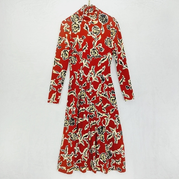 New Tanya Taylor Women's Red Thea Floral Fit and Flare Dress P5048 - Picture 2 of 10